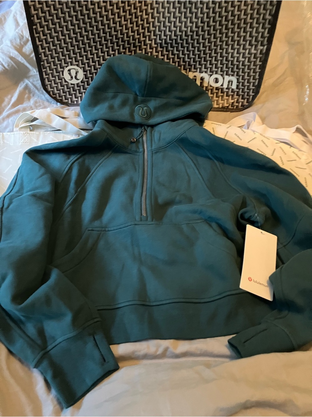 NWT Lululemon Scuba Oversized Half-Zip Hoodie, XS/S, Green Jasper